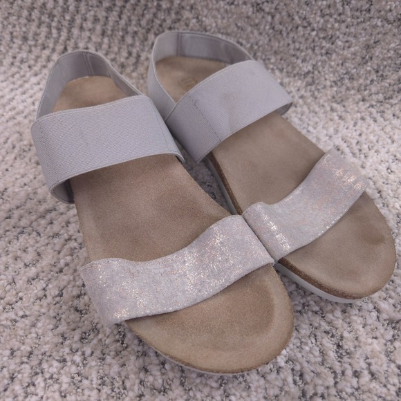 Munro Shoes - Munro Sandals Womens Size 8 Pisces Wedge Strap Sparkle Gray Comfort Shoes